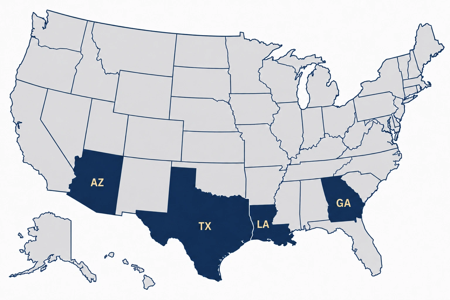 ARCnow practice locations in Arizona, Texas, Louisiana, and Georgia